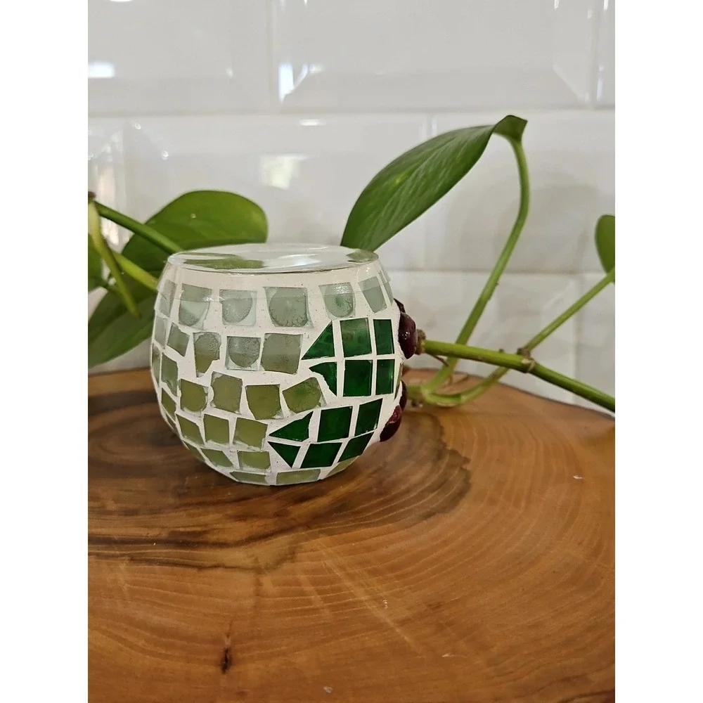 Mosai Green & Red Candle Holders 3